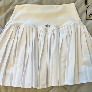 ALO Yoga White Pleated Skater Skirt